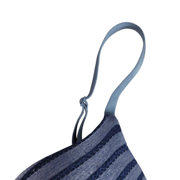 Victoria's Secret Perfect Coverage Bra Blue 34C Striped Molded Lightly Lined Adj - Picture 4 of 11
